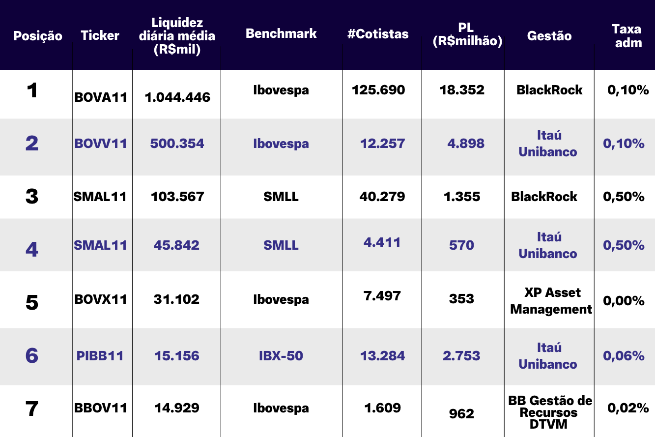 ETFs mais investidos Brasil